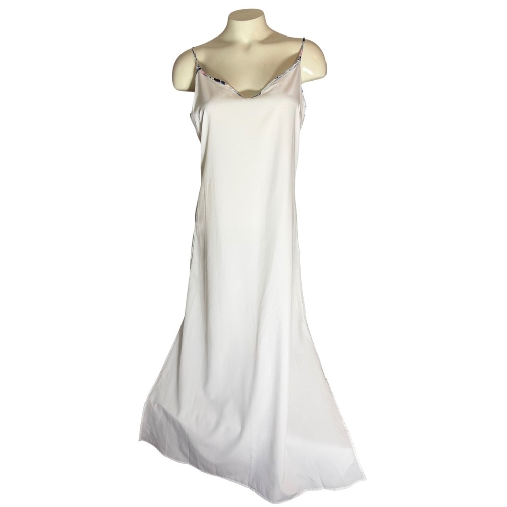 Club Monaco White Floral Trim Viscose Maxi Dress Size 0 Sleeveless V-Neck